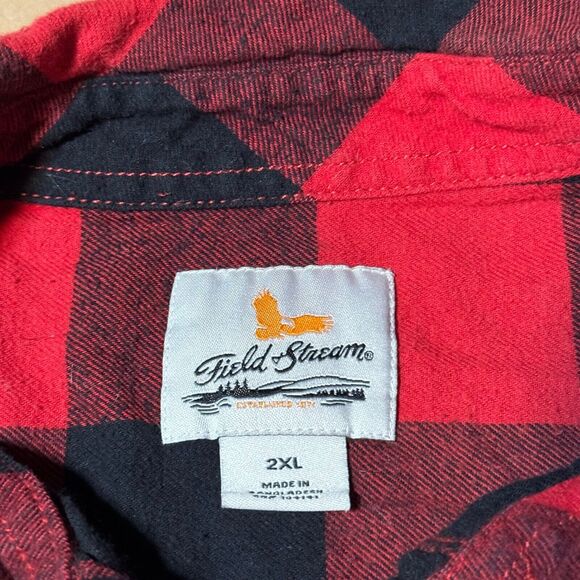 Field & Stream Heavy Flannel Red Black Plaid Button Up Long Sleeve Size 2XL - Picture 5 of 8